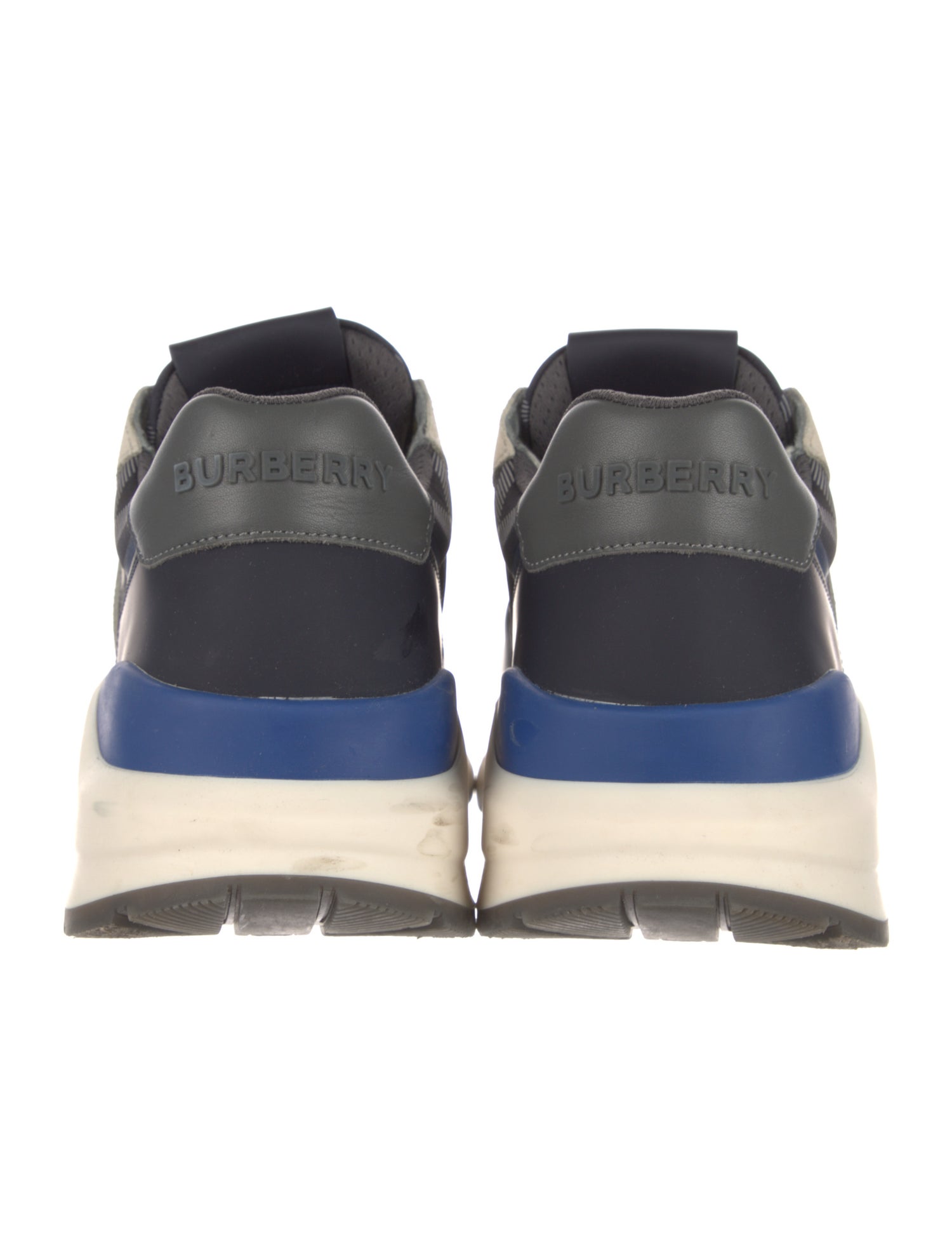 Burberry Nova Check Pattern Leather Athletic Sneakers